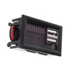 Voltmetru digital cu leduri albastre si indicator, 12 V, incarcare 2 x USB 5V2A, 3 digit, 2 fire, carcasa